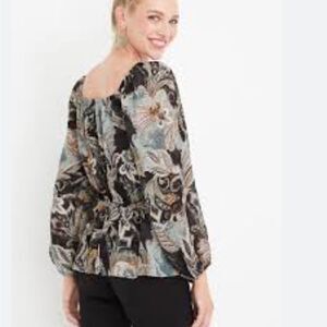Paisley Off The Shoulder Peplum Top Plus Size